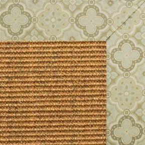 Cognac Sisal Rug with Medallions tapestry Border - Free Shipping