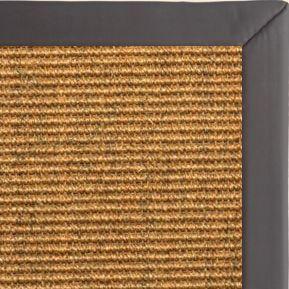 Cognac Sisal Rug with Midnight Faux Leather Border - Free Shipping