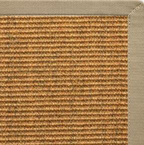 Cognac Sisal Rug with Moon Rock Gray Cotton Border - Free Shipping