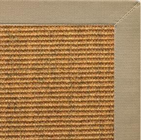 Cognac Sisal Rug with Moon Rock Gray Cotton Border - Free Shipping