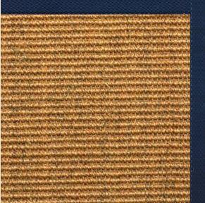 Cognac Sisal Rug with Navy Blue Cotton Border - Free Shipping