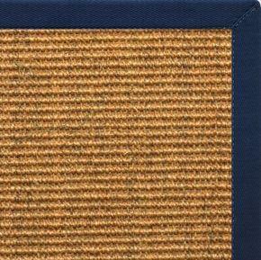 Cognac Sisal Rug with Navy Blue Cotton Border - Free Shipping