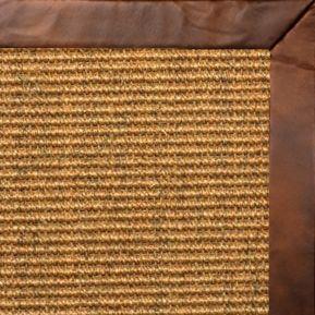 Cognac Sisal Rug with Oak Leather Border - Free Shipping