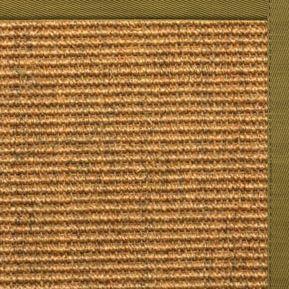 Cognac Sisal Rug with Olive Green Cotton Border - Free Shipping