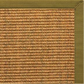 Cognac Sisal Rug with Olive Green Cotton Border - Free Shipping