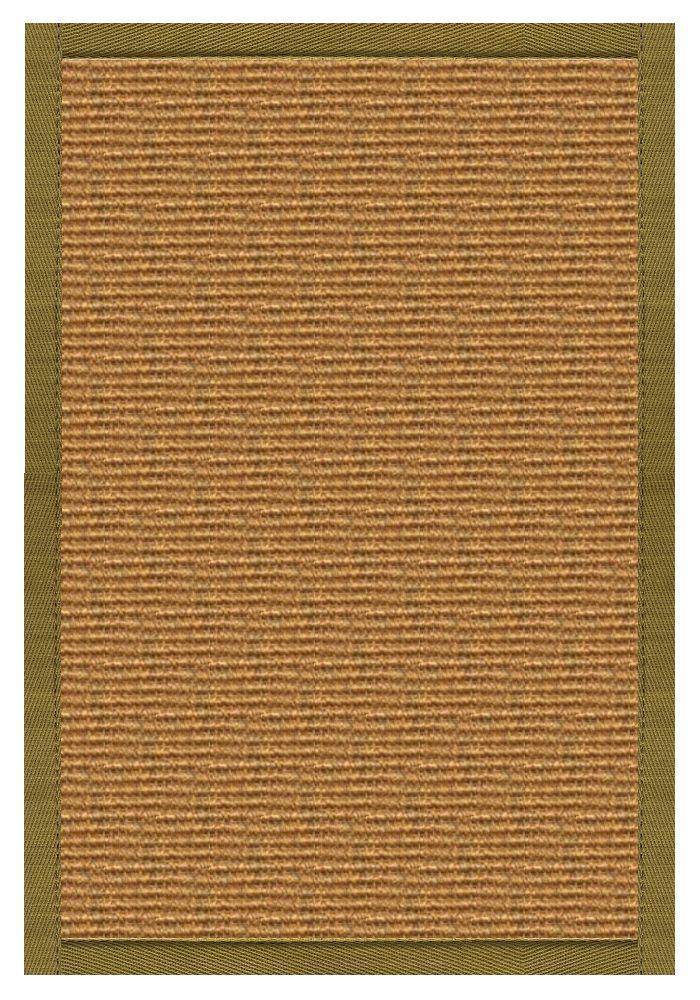 Area Rugs - Sustainable Lifestyles Cognac Sisal Rug With Olive Green Cotton Border