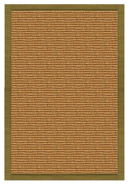 Area Rugs - Sustainable Lifestyles Cognac Sisal Rug With Olive Green Cotton Border
