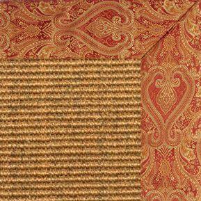 Cognac Sisal Rug with Paisley Tapestry Border - Free Shipping