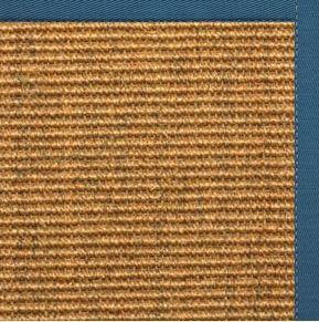 Cognac Sisal Rug with Paradise Blue Cotton Border - Free Shipping