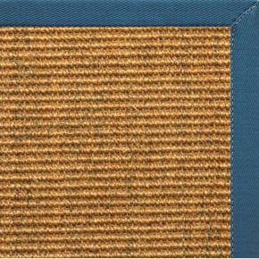 Cognac Sisal Rug with Paradise Blue Cotton Border - Free Shipping