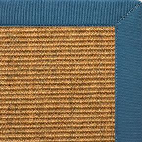 Cognac Sisal Rug with Paradise Blue Cotton Border - Free Shipping