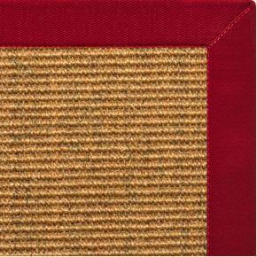 Cognac Sisal Rug with Poppy Cotton Border - Free Shipping