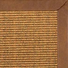 Cognac Sisal Rug with Rawhide Faux Leather Border - Free Shipping