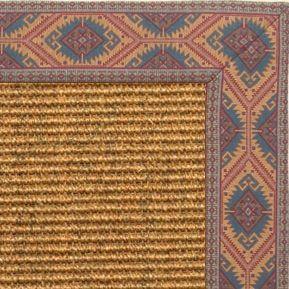 Cognac Sisal Rug with Southwest tapestry Border - Free Shipping