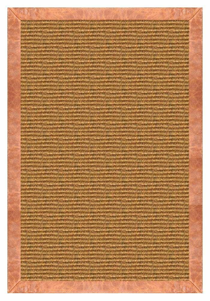 Area Rugs - Sustainable Lifestyles Cognac Sisal Rug With Tan Leather Border