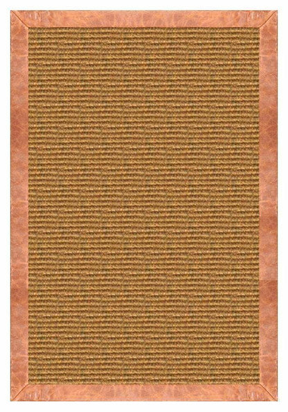 Area Rugs - Sustainable Lifestyles Cognac Sisal Rug With Tan Leather Border