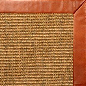 Cognac Sisal Rug with Whiskey Leather Border - Free Shipping