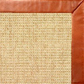 Area Rugs - Sustainable Lifestyles Sand Octagon Sisal Rug With Whiskey Leather Border