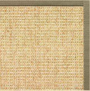 Sand Sisal Rug with Basil Green Cotton Border
