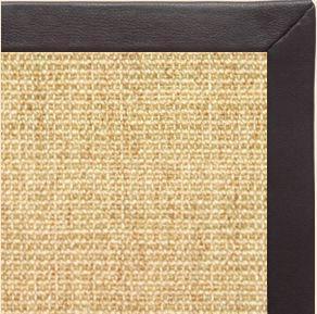 Sand Sisal Rug with Black Leather Border - Free Shipping