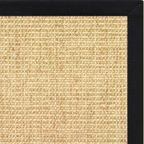 Sand Sisal Rug with Black Onyx Cotton Border - Free Shipping