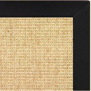 Sand Sisal Rug with Black Onyx Cotton Border - Free Shipping