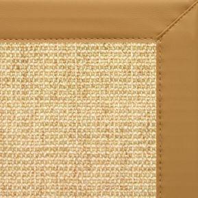 Sand Sisal Rug with Chamois Faux Leather Border - Free Shipping