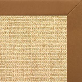 Sand Sisal Rug with Cinnamon Faux Leather Border - Free Shipping