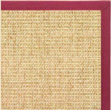 Sand Sisal Rug with Maroon Wide Canvas Border - Free Shipping