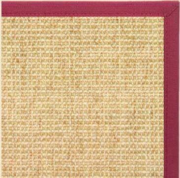Sand Sisal Rug with Maroon Wide Canvas Border