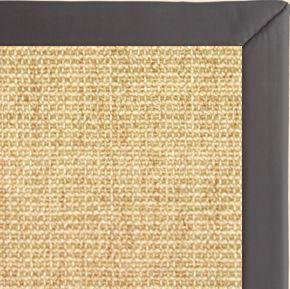 Sand Sisal Rug with Midnight Faux Leather Border - Free Shipping