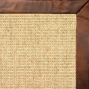 Sand Sisal Rug with Oak Leather Border - Free Shipping