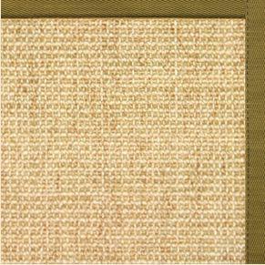 Sand Sisal Rug with Olive Green Cotton Border - Free Shipping