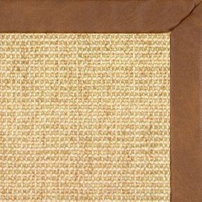 Sand Sisal Rug with Rawhide Faux Leather Border - Free Shipping