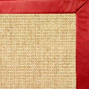 Sand Sisal Rug with Red Leather Border - Free Shipping