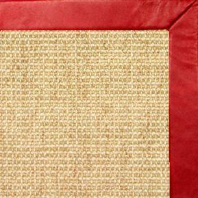 Sand Sisal Rug with Red Leather Border