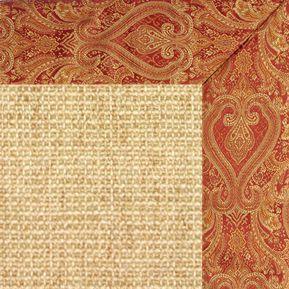 Sand Sisal Rug with Red Paisley Tapestry Border - Free Shipping