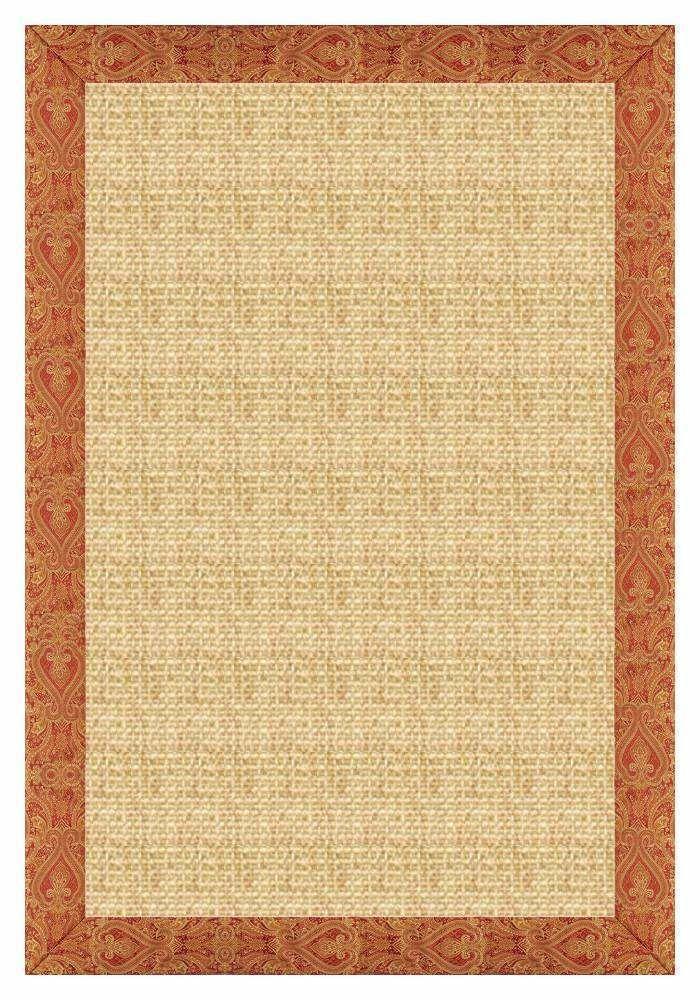 Area Rugs - Sustainable Lifestyles Sand Sisal Rug With Red Paisley Tapestry Border