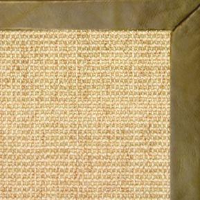 Sand Sisal Rug with Sage Leather Border