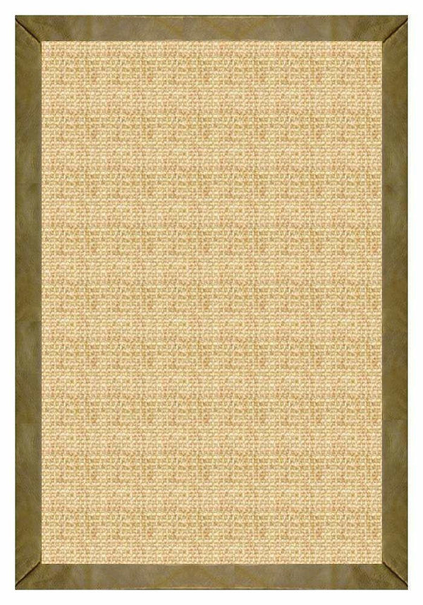 Sand Sisal Rug with Sage Leather Border alternate view