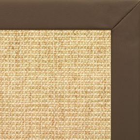 Sand Sisal Rug with Stone Faux Leather Border - Free Shipping