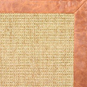 Sand Sisal Rug with Tan Leather Border - Free Shipping