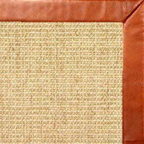 Sand Sisal Rug with Whiskey Leather Border - Free Shipping