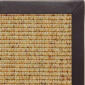 Spice Sisal Rug with Black Leather Border - Free Shipping