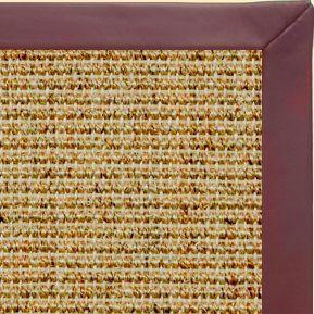 Spice Sisal Rug with Burgundy Leather Border - Free Shipping