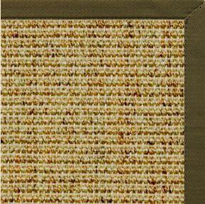 Spice Sisal Rug with Lichen Green Cotton Border - Free Shipping