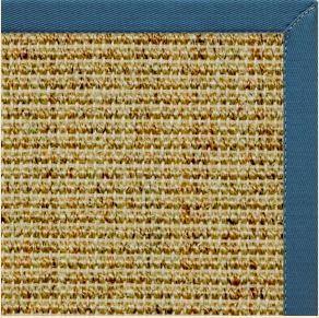 Spice Sisal Rug with Paradise Blue Cotton Border - Free Shipping