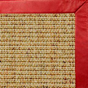 Spice Sisal Rug with Red Leather Border - Free Shipping
