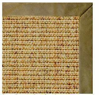 Spice Sisal Rug with Sage Green Leather Border - Free Shipping