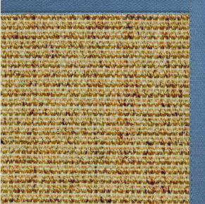 Spice Sisal Rug with Slate Blue Cotton Border